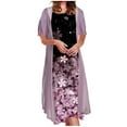 thumbnail image 1 of ibuvkizy Summer Dresses for Women Plus Size,Women Casual Floral Print Sleeveles Dress Solid Chiffon Two-Piece Set,Holiday Party Beach Dress,Gifts for Women, 1 of 5