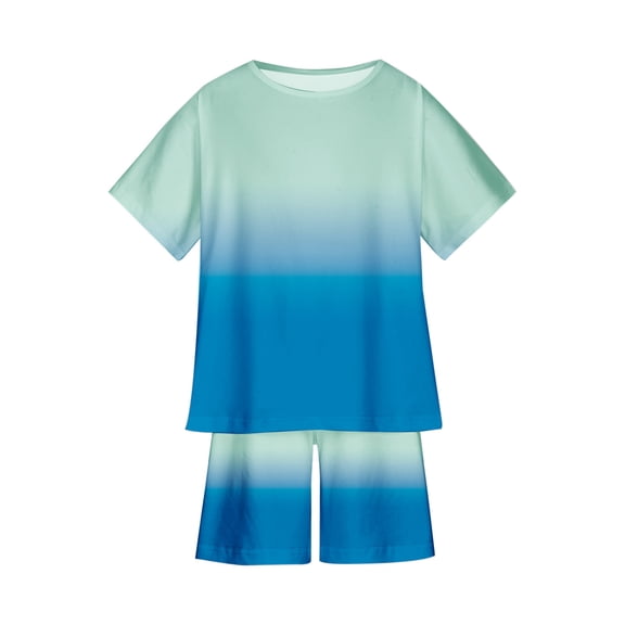 ibuvkizy Summer Toddler Boys Outfit Sets Kids Baby Boys Fashion Gradient Short Sleeve Round Neck Tshirt Shorts Outfits Clothes