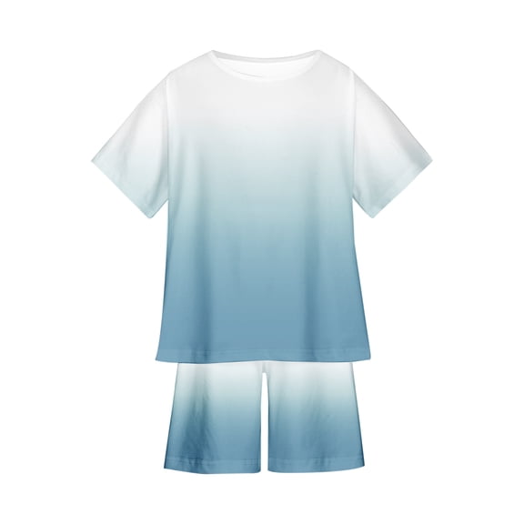 ibuvkizy Summer Toddler Boys Outfit Sets Kids Baby Boys Fashion Gradient Short Sleeve Round Neck Tshirt Shorts Outfits Clothes