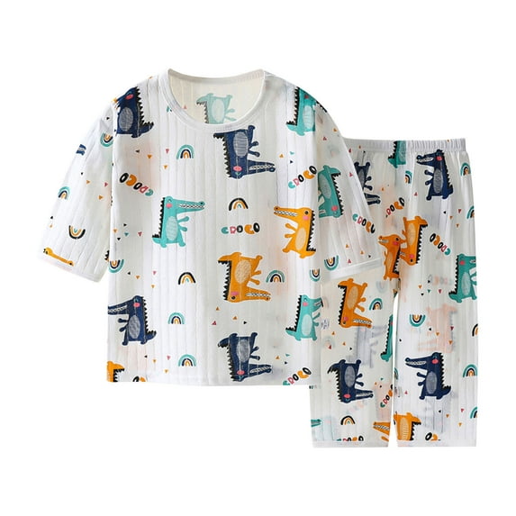 ibuvkizy Summer Toddler Boys Outfit Sets Kids Baby Boys Fashion Short Sleeve Round Neck Cute Print Tshirt Pants Outfits Clothes Clearance