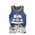 thumbnail image 1 of ibuvkizy Summer Toddler Boys Outfits Kids Baby Boys Solid Color Round Neck Sleeveless Sports Tshirt Shorts Outfits Clothes, 1 of 3