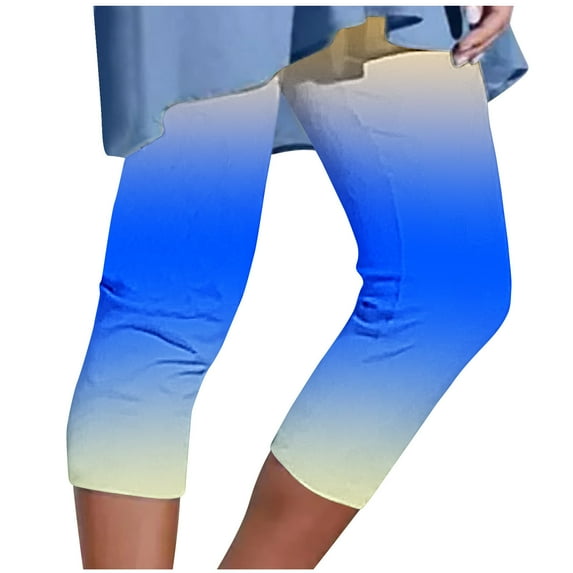 ibuvkizy Summer Yoga Pants Women,Capri Leggings for Women Sports Capris Solid Color Comfortable Casual Beach Pants Yoga Capris Blue,XL