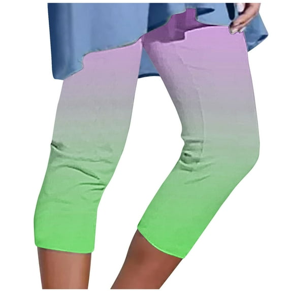 ibuvkizy Summer Yoga Pants Women,Capri Leggings for Women Sports Capris Solid Color Comfortable Casual Beach Pants Yoga Capris Green,M