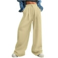 thumbnail image 1 of ibuvkizy Sweatpants Women Clearance! Wide Leg Sweatpants for Women Trendy Fashion High Waisted Drawstring Loose Long Pants with Pockets Khaki,XXL, 1 of 8