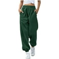 thumbnail image 1 of ibuvkizy Sweatpants Women with Pockets,Women's Fashion Casual Solid Elastic Waist Drawstring Trousers Long Straight Pants Army Green,XL, 1 of 6