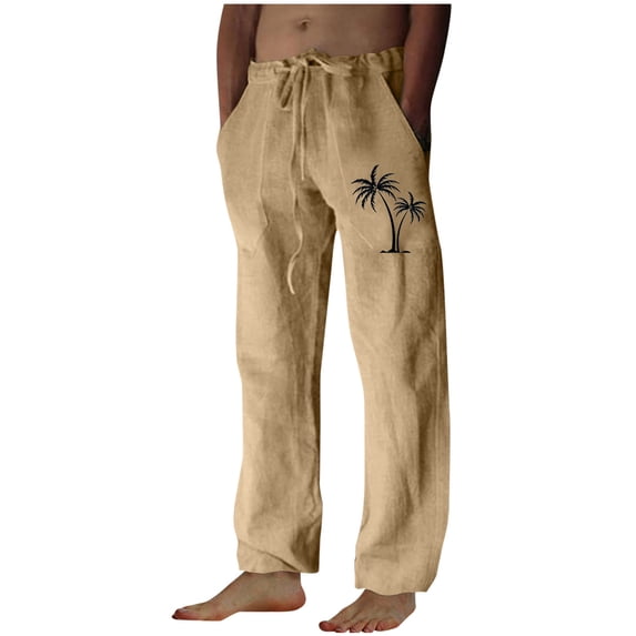 ibuvkizy Sweatpants for Men Casual Pants Men Fashion Print Casual Elastic Waist with Pocket Trousers Sport Pants Khaki,S