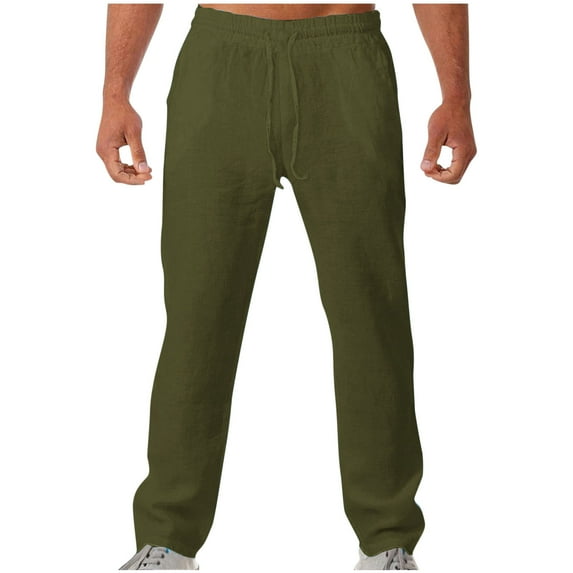 ibuvkizy Sweatpants for Men Clearance!Men's Casual Pants Men Solid Casual with Pockets Outdoor Elastic Waist Long Pants Trousers Army Green,S