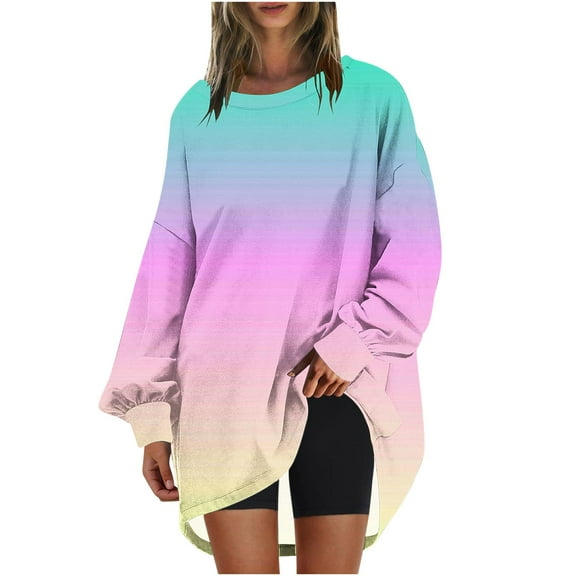 ibuvkizy Sweatshirts for Women Oversized Fall Winter Sweatshirts Long Sleeve Crew Neck Shirts Tunic Tops Pullover Printed Hoodies for Women Casual Loose Basic Trendy
