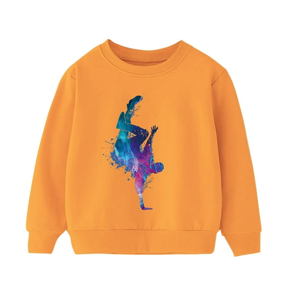 ibuvkizy Sweatshirts for Teen Girls,Girls Fall Sweatshirt Fashion Girl and Boy' Casual Long Sleeve Tops Hoodie Printing Tops Orange,3-9 Years