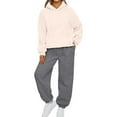 thumbnail image 1 of ibuvkizy Sweatsuits Women 2 Piece Outfit!2PCS Outfits Women's Sports Tracksuits Long Sleeve Pullover Hoodies Sweatshirt and Sweatpants Fall Winter Suit Beige,XXL, 1 of 4