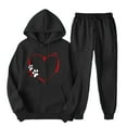 thumbnail image 1 of ibuvkizy Sweatsuits Women 2 Piece Outfit!Men's and Women's Sports Tracksuits Long Sleeve Pullover Hoodies Sweatshirt Loose Coat and Sweatpants Fall Winter Suit Black,S, 1 of 7