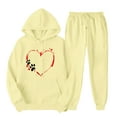 thumbnail image 1 of ibuvkizy Sweatsuits Women 2 Piece Outfit!Men's and Women's Sports Tracksuits Long Sleeve Pullover Hoodies Sweatshirt Loose Coat and Sweatpants Fall Winter Suit Yellow,XL, 1 of 7