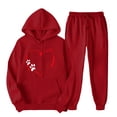 thumbnail image 1 of ibuvkizy Sweatsuits Women 2 Piece Outfit!Men's and Women's Sports Tracksuits Long Sleeve Pullover Hoodies Sweatshirt Loose Coat and Sweatpants Fall Winter Suit Red,S, 1 of 7