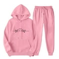 thumbnail image 1 of ibuvkizy Sweatsuits Women 2 Piece Outfit!Men's and Women's Sports Tracksuits Long Sleeve Pullover Hoodies Sweatshirt Loose Coat and Sweatpants Fall Winter Suit Pink,M, 1 of 7