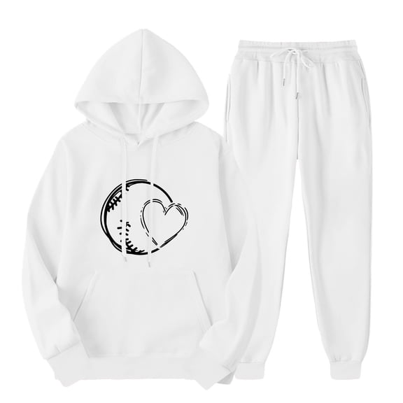 ibuvkizy Sweatsuits Women 2 Piece Outfit!Outfits Men's and Women's Sports Tracksuits Long Sleeve Pullover Hoodies Sweatshirt Loose Coat and Sweatpants Fall Winter Suit White,M