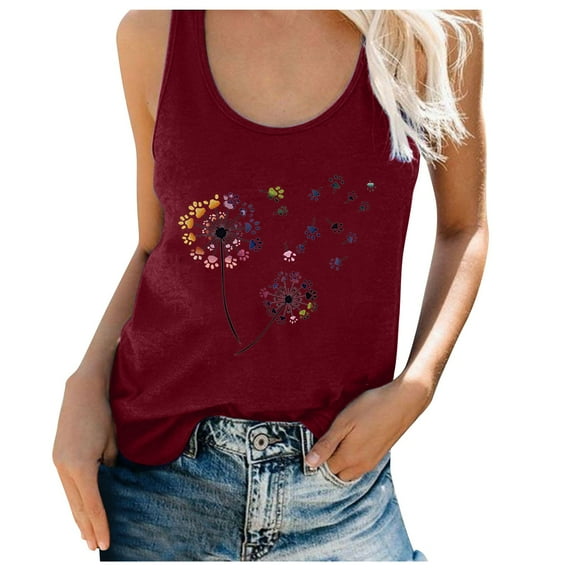 ibuvkizy Tank Tops for Women 2025 Womens Summer Tank Tops,Women's fashion casual loose undershirt printed sleeveless undershirt tops