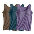 thumbnail image 1 of ibuvkizy Tank Tops for Women 2025!3PC Womens Tank Tops with Built in Bras Solid Color Sleeveless Comfy Yoga Workout Sports Tops Activewear for Women, 1 of 3