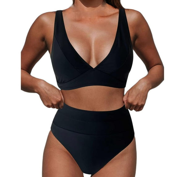 ibuvkizy Tankinis Swimsuits for Women Loose Modest Two Piece Bathing Suits Fashion Sexy New Solid Color Bikini Swimsuit Suit Cover Belly Thin Swimsuit Bikini Sets for Women's Plus Size