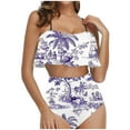 thumbnail image 1 of ibuvkizy Tankinis Swimsuits for Women Clearance Loose Modest Two Piece Bathing Suits Ladies Fashion Multicolor Retro Print Swimming Trunks Sling Women Split Swimsuit Bikini Sets for Women's Plus Size, 1 of 5