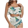 thumbnail image 1 of ibuvkizy Tankinis Swimsuits for Women Clearance Loose Modest Two Piece Bathing Suits Ladies Fashion Multicolor Retro Print Swimming Trunks Sling Women Split Swimsuit Bikini Sets for Women's Plus Size, 1 of 5
