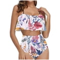thumbnail image 1 of ibuvkizy Tankinis Swimsuits for Women Clearance Loose Modest Two Piece Bathing Suits Ladies Fashion Multicolor Retro Print Swimming Trunks Sling Women Split Swimsuit Bikini Sets for Women's Plus Size, 1 of 5