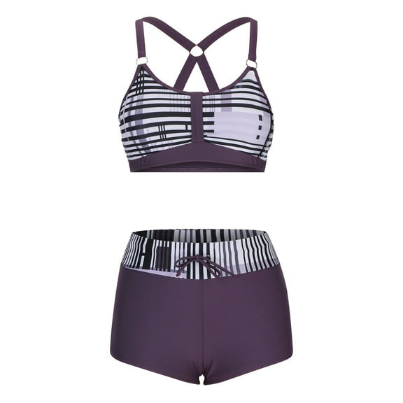 ibuvkizy Tankinis Swimsuits for Women Loose Modest Two Piece Bathing Suits Women Bikini Print Strappy Back Set Swimsuits Swimdress Swimwear Bikini Sets for Women's Plus Size