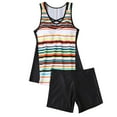 thumbnail image 1 of ibuvkizy Tankinis Swimsuits for Women Loose Modest Two Piece Bathing Suits Women Conservative Print Strappy Back Set Swimsuits Swimdress Bikini Sets for Women's Plus Size, 1 of 3