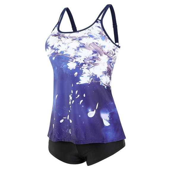 ibuvkizy Tankinis Swimsuits for Women Loose Modest Two Piece Bathing Suits Women Plus Size Print Bowknot Set Two-Piece Swimsuit Swimwear Shorts Bikini Sets for Women's Plus Size