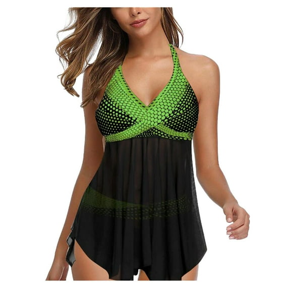 ibuvkizy Tankinis Swimsuits for Women Loose Modest Two Piece Bathing Suits Women Plus Size Print Swimjupmsuit Swimsuit Beachwear Padded Swimwear Bikini Sets for Women's Plus Size