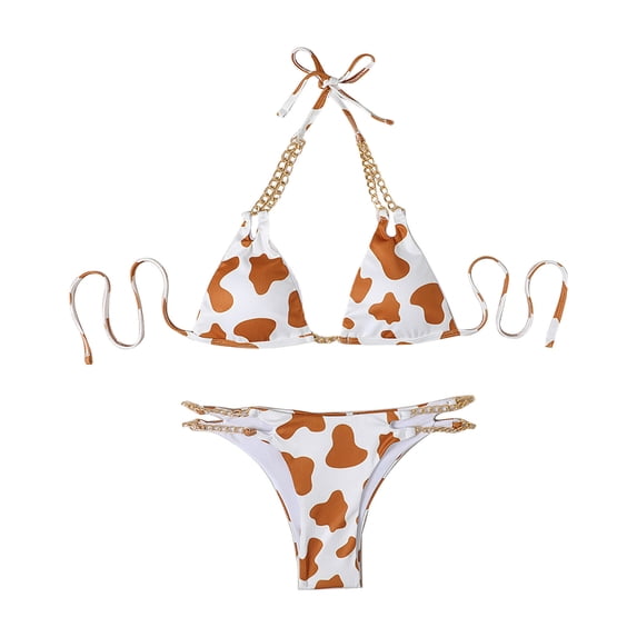 ibuvkizy Tankinis Swimsuits for Women Loose Modest Two Piece Bathing Suits Women's Comfortable and Fashionable Printed Split Style Sexy Swimsuit Set Bikini Sets for Women's Plus Size