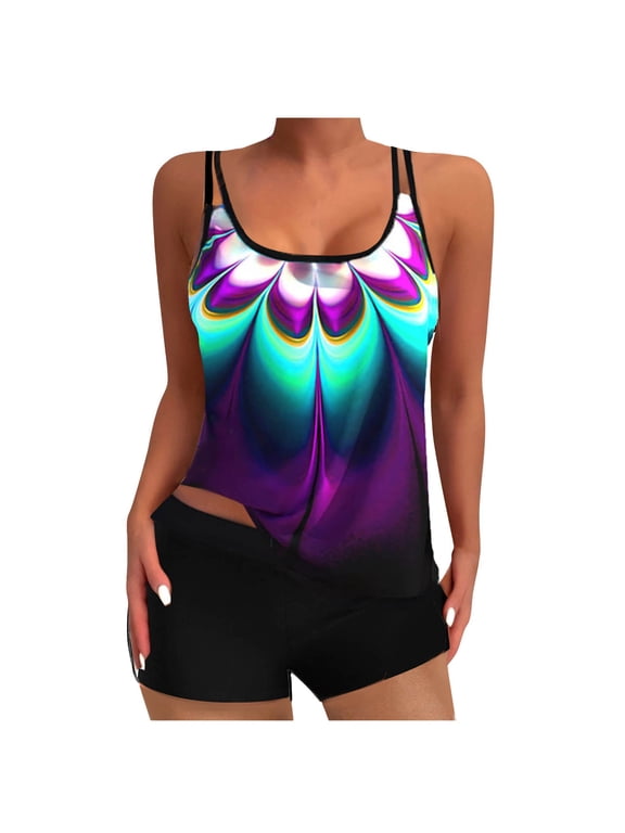 Tankinis Swimsuits for Women Loose Modest Two Piece Bathing Suits Women's Split Three-piece Printed Sexy Swimsuit Bikini Sets for Women's Plus Size