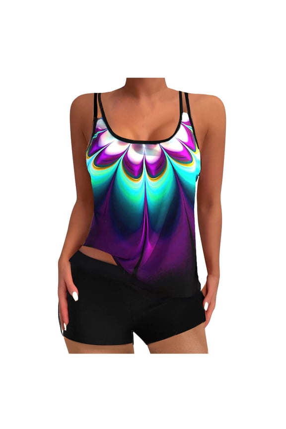 Tankinis Swimsuits for Women Loose Modest Two Piece Bathing Suits Women's Split Three-piece Printed Sexy Swimsuit Bikini Sets for Women's Plus Size