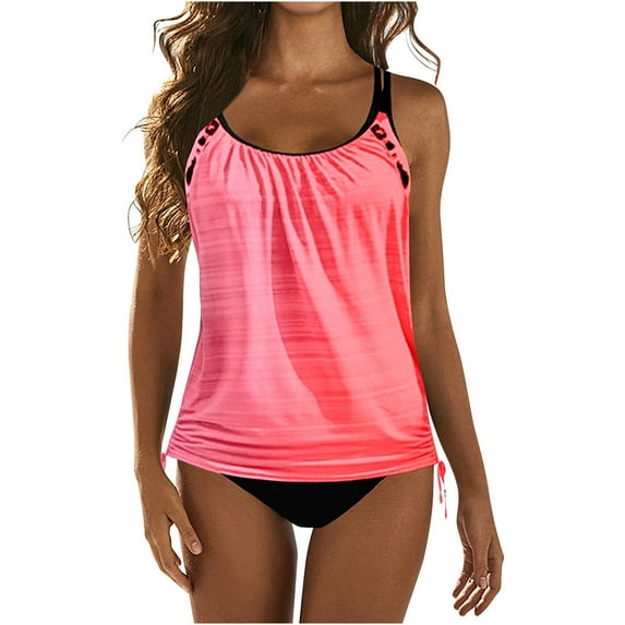 ibuvkizy Tankinis Swimsuits for Women Loose Modest Two Piece Bathing Suits Women's Swimsuit Tank Top Bathing Suit With Shorts Conservative Swimwear Bikini Sets for Women's Plus Size