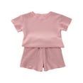 thumbnail image 1 of ibuvkizy Toddler Baby Girl Tank Top Sets Summer Baby Girl Outfits Clothes,Kids Round Neck T-Shirt Short Sleeve Tops Elastic Waist Shorts Suit 3 Months-4 Years,Gifts for Her, 1 of 4