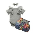 thumbnail image 1 of ibuvkizy Toddler Baby Girl Tank Top Sets Summer Baby Girl Outfits Clothes,Toddler Baby Girls Fly Sleeve Solid Tops Floral Shorts Headbands Outfits,Gifts for Her, 1 of 9