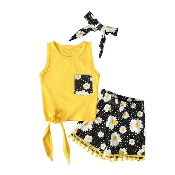 ibuvkizy Toddler Baby Girl Tank Top Sets Summer Baby Girl Outfits Clothes,Toddler Kids Baby Girls Short Summer Sleeveless Vest Floral Shorts Clothes Set,Gifts for Her