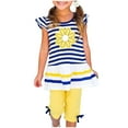 thumbnail image 1 of ibuvkizy Toddler Girl Outfits Baby Girls Summer Outfit Sets Kids Clothes Girls Cute Print Sleeveless Round Neck Tops With Pants 2Pcs Outfit, 1 of 6