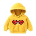 thumbnail image 1 of ibuvkizy Toddler Girls Heart Valentines Day Hoodies!Children's Long Sleeved Round Neck Top Suitable for Boys and Girls Aged Hooded Sweatshirt Yellow,3 Years, 1 of 2