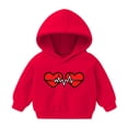 thumbnail image 1 of ibuvkizy Toddler Girls Heart Valentines Day Hoodies!Children's Long Sleeved Round Neck Top Suitable for Boys and Girls Aged Hooded Sweatshirt Red,1 Years, 1 of 2