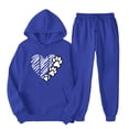 thumbnail image 1 of ibuvkizy Track Suits for Women Set!Men's and Women's Sports Tracksuits Long Sleeve Pullover Hoodies Sweatshirt Loose Coat and Sweatpants Fall Winter Suit Blue,L, 1 of 7