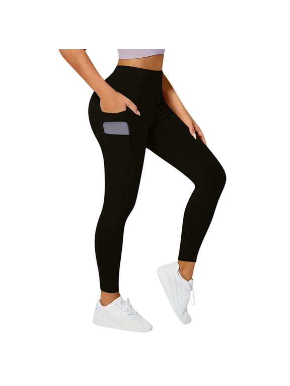 Tummy Control Jeggings with Pockets for Women Workout Leggings Fitness Sports Running Yoga Athletic Pants Black,M