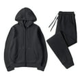 thumbnail image 1 of ibuvkizy Two Piece Sets for Women!2PCS Outfits Men's and Women's Sports Tracksuits Long Sleeve Pullover Hoodies Sweatshirt Loose Coat and Sweatpants Fall Winter Suit Black,XL, 1 of 8