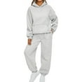 thumbnail image 1 of ibuvkizy Two Piece Sets for Women!2PCS Outfits Women's Sports Tracksuits Long Sleeve Pullover Hoodies Sweatshirt and Sweatpants Fall Winter Suit Gray,XL, 1 of 3