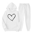thumbnail image 1 of ibuvkizy Two Piece Sets for Women!Outfits Men's and Women's Sports Tracksuits Long Sleeve Pullover Hoodies Sweatshirt Loose Coat and Sweatpants Fall Winter Suit White,M, 1 of 7