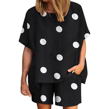 ibuvkizy Two Piece Sets for Women Clearance,Summer Casual Outfit Sets,Women Jogger Outfit Plus Size,Women Casual Summer Round Neck Printed Short Sleeve Tops and Shorts Two Set Suit,Womens Clothing