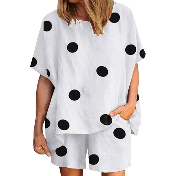 ibuvkizy Two Piece Sets for Women Summer Casual Outfit Sets,Women Jogger Outfit Plus Size,Women Casual Summer Round Neck Printed Short Sleeve Tops and Shorts Two Set Suit