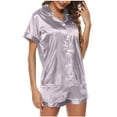 thumbnail image 1 of ibuvkizy Two Piece Sets for Women Summer Casual Outfit Sets,Women Jogger Outfit Plus Size,Women's Casual Homewear Short-Sleeve Tops Shorts Color Night Pajamas Suits, 1 of 6