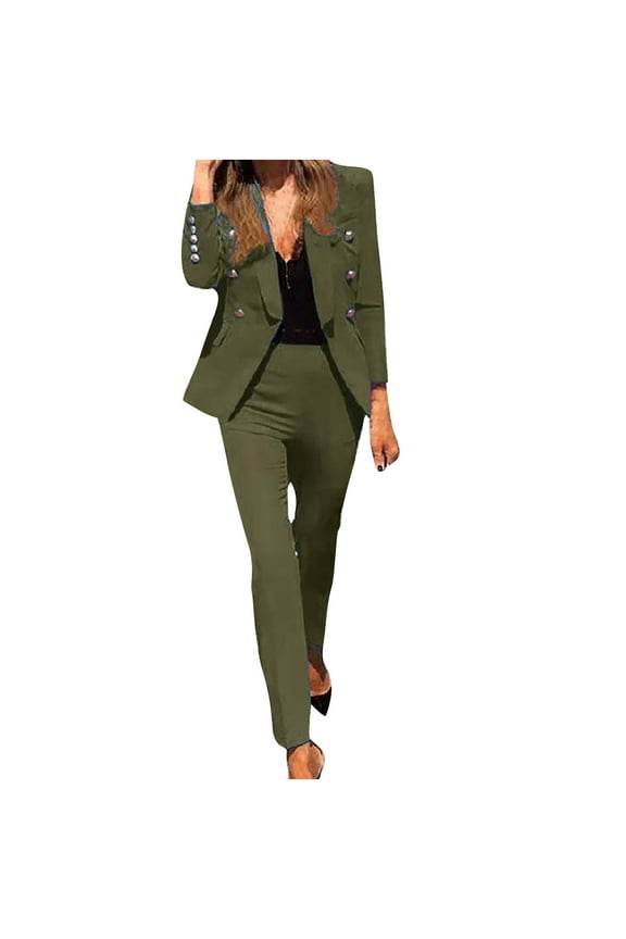 Two Piece Sets for Women Summer Casual Outfit Sets,Women Jogger Outfit Plus Size,Women's Long Sleeve Solid Suit Pants Casual Elegant Business Suit Sets