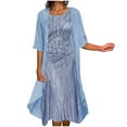 thumbnail image 1 of ibuvkizy Two Piece Sets for Women Summer Casual Outfit Sets,Women Jogger Outfit Plus Size,Women's Summer Temperament Gentle Print Half Sleeve Round Neck Chiffon Dress Set, 1 of 6