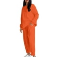 thumbnail image 1 of ibuvkizy Two Piece Sets for Women,Winter Outfits for Women 2025 Women's Solid Color Casual Round Neck Loose Irregular Long Sleeved Pocket Pants Set Orange,S, 1 of 9